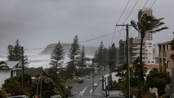 Wild storms lashing the Gold Coast during a wet La Nina season in Queensland, Australia