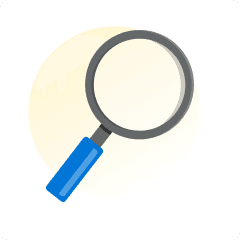 A glowing magnifying glass