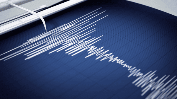 An image of a seismograph recording seismic activity of an earthquake. Image by adventtr from Getty Images
